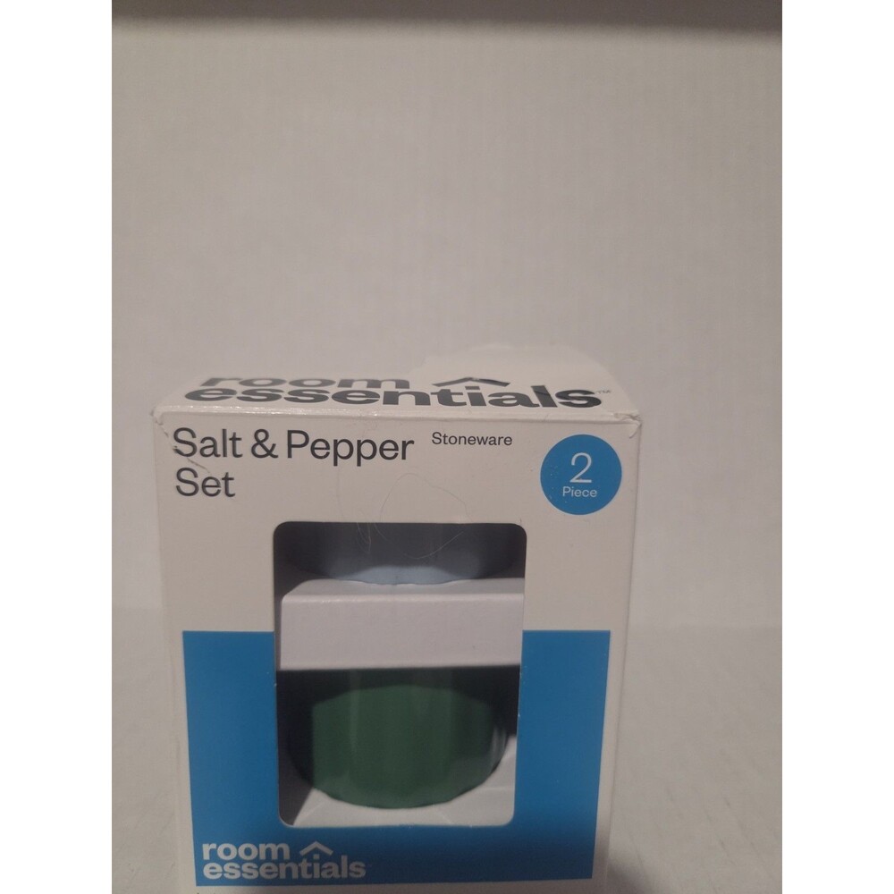 Room Essentials Salt & Pepper Shakers 2 Piece Set Blue Green (broken box)